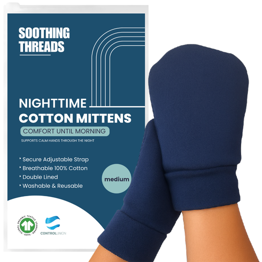 Anti-Scratch Organic Cotton Gloves/Mittens for Adults - Anti-Itch Sleeping Gloves